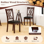 COSTWAY Set of 4 Dining Chairs, Wooden Kitchen Side Chair with PU Leather Padded Seat, Rubber Wood Frame & High Back, Farmhouse Dining Room Chairs for Home & Restaurant, Walnut