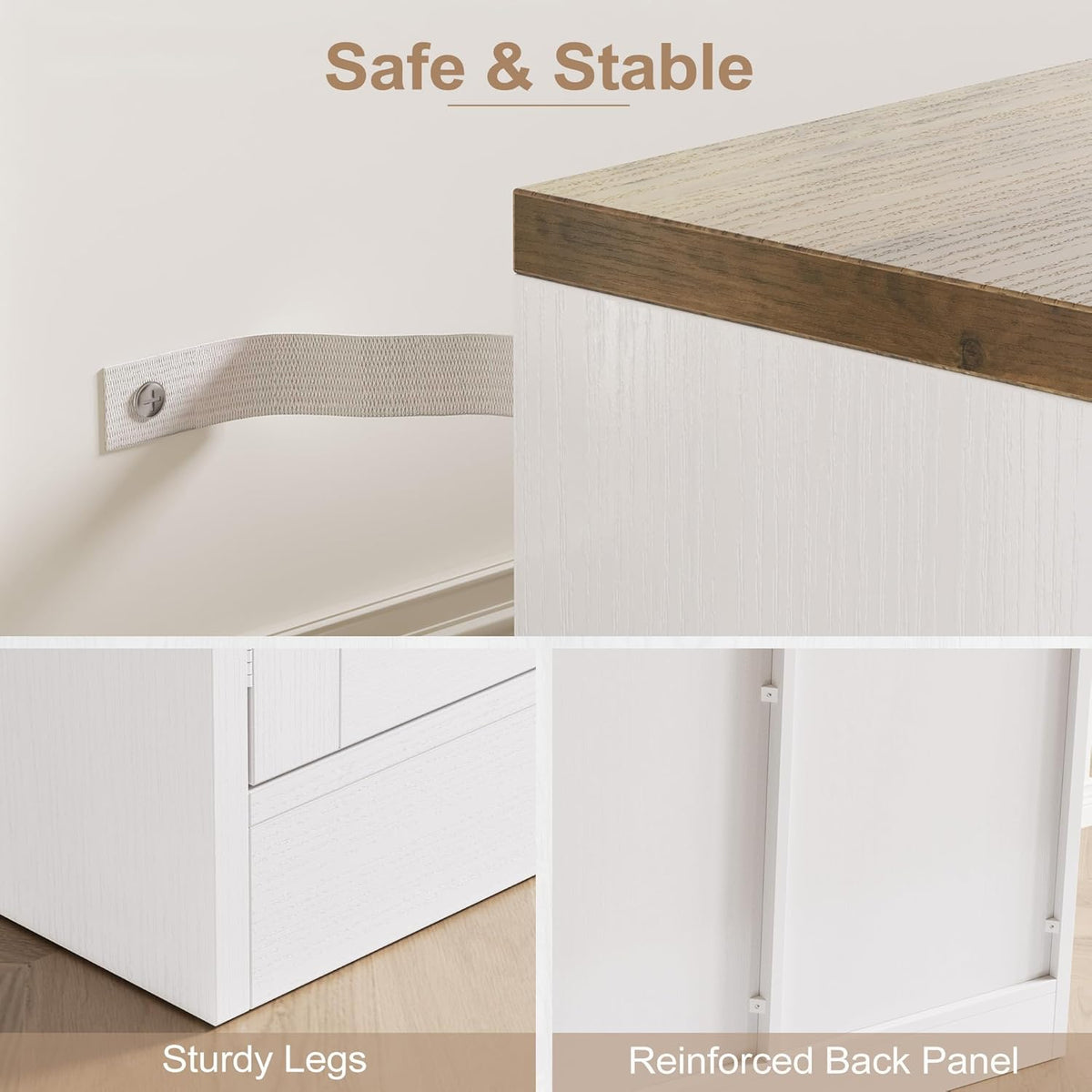 Buffet Cabinet with Storage, 55" Large Sideboard Storage Cabinet with Drawer, 4 Doors and Shelves, Modern Farmhouse Coffee Bar Table Kitchen Island Credenza for Kitchen, Entryway, Dining, Living Room