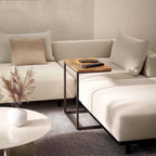Side Table for Couch, C Shape End Table with Metal Frame, Adjustable Feet Height and Spacious Tabletop Surface Design, Save Valuable Space and Built to Last for Small Space, Bedroom