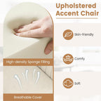 GOFLAME Upholstered Dining Chairs Set of 4, Fabric Kitchen Chairs with Rubber Wood Legs, Ergonomic Backrest, Padded Seat and Armrest, Modern Accent Side Chairs for Living Room, Dining Room, Beige