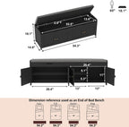 HOMEFORT 54.4" Shoe Bench with Lift Top Storage, Entryway Bench with Cushioned Seat, Wooden End of Bed Bench, Shoe Cabinet Bench with Hidden Storage Space, for Bedroom, Hallway,Black