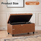 Asense Storage Ottoman Bench,Faux Leather Upholstered Ottoman with Storage,End of Bed Bench with Safety Hinge,for Entryway,Bedroom,Living Room