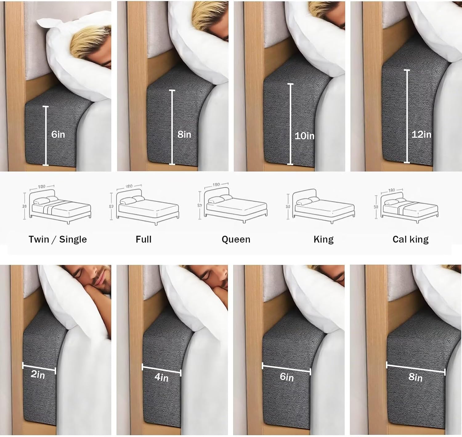 Bed Gap Filler Mattress Extender for Between Mattress and Wall | Close Gap Between Mattress and Headboard or Wall, Bed Space Crack, Removable Cover, Queen/King 39"x6"x8"