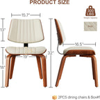 Dining Chairs Set of 2,Mid Century Modern Upholstered Kitchen Chairs with Ergonomic Curved Walnut Bentwood Back,Faux Leather Dining Chairs for Kitchen,Living Room,Study Room,Bed Room,Beige