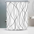 Punkray Black and White Striped Wavy Line Polyester Shower Curtain for Bathroom with Hooks, Shower Curtain Set Stripe Bath Curtains Decor Weighted Hem Washable, 60 x 72