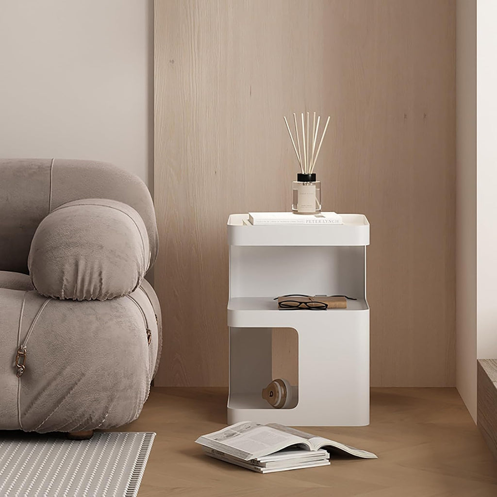 Modern Side Table for Couch, End Tables for Small Spaces, Metal nightstand, Accent Desks with Storage for Living Room, Office, Bedroom, and Cloakroom