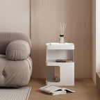 Modern Side Table for Couch, End Tables for Small Spaces, Metal nightstand, Accent Desks with Storage for Living Room, Office, Bedroom, and Cloakroom