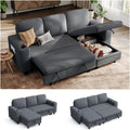 LINSY HOME Sectional Couches for Living Room, 81" L Shape 3 Seats, Grey | Sleeper sofa with pull out couch bed, corduroy couch with storage