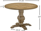 Roundhill Furniture Havre Pedestal Base Round Dining Table, Oak