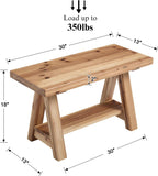 30" Entryway Bench Farmhouse Narrow Dining Bench Shoe Rack Small Wooden Benches Holds up to 300lbs for Hallway Living Room Dining Room Bedroom，1 Tier, Natural