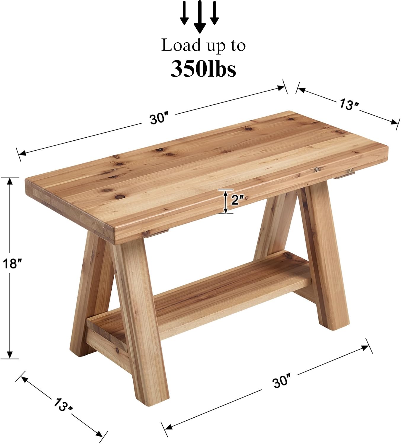 30" Entryway Bench Farmhouse Narrow Dining Bench Shoe Rack Small Wooden Benches Holds up to 300lbs for Hallway Living Room Dining Room Bedroom，1 Tier, Natural