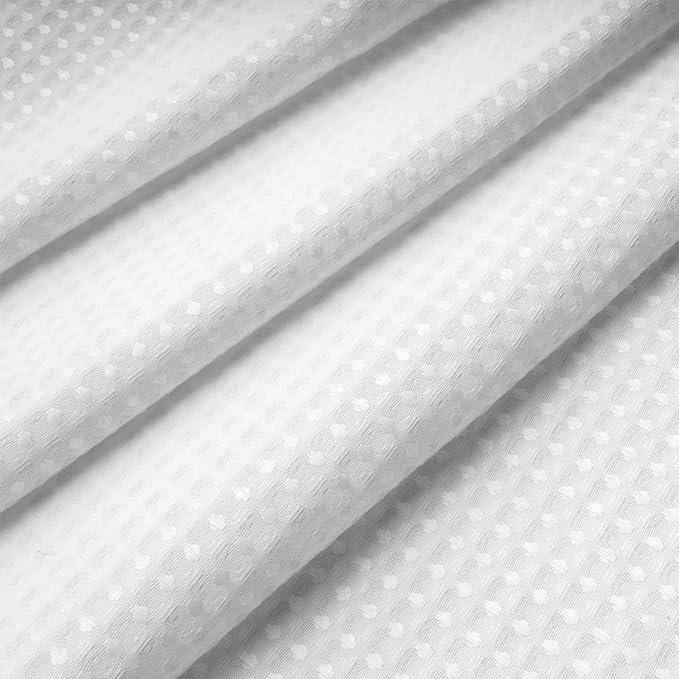 N&Y HOME 48 Inch Waffle Weave Shower Curtain with Snap-in Fabric Liner & 12 Metal Hooks Set - 48" x 72" Shower Stall Size, Hotel Style & Mesh Top Window, Machine Washable - White, 48x72