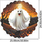 Hanging Wind Spinner Halloween Decor 10 Inch 3D Stainless Wind Spinner for Hanging Outdoor Holidays White Ghost Wind Spinners for All Saints' Day Room Party Garden Decor Outside