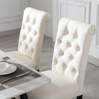 chairus Dining Chairs Set of 2 Mid Century Modern Living Room Chairs with Button Tufted High Back PU Leather Armless Chair Comfy Upholstered Side Chairs for Kitchen/Restaurant/Bedroom, Cream White
