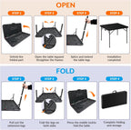 34" Square Folding Table, Portable Folding Card Table with Collapsible Legs & Carrying Handle, Plastic Tables for Camping,Picnic, Office, Party,Black
