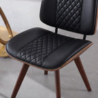 BV Dining Chairs Set of 4, PU Leather Armless Kitchen Chair in Modern Walnut Style, Mid Century Bentwood Side Chair with Wood Legs, Retro Accent Guest Chair for Kitchen Dining Room(Black)