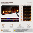 Kucreiheat Fireplace TV Stand for 65-80 inch TV, Large Entertainment Center with Fireplace & LED Lights,High Gloss Living Room Storage Cabinet,Walnut, 70''(Log)