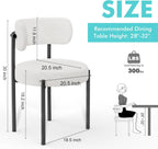 PatioPerk Boucle Dining Chairs Set of 6, White Mid Century Morden Chair with Curved Backrest, Round Upholstered Sherpa with Metal Legs, Suitable for Various Kitchen Styles