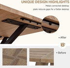 55.1 Inch Dining Table for 4 6 People Rectangular Wooden Kitchen Tables Mid Century Modern Dinner Table Long Dinning Room Table with Metal Cross Legs for Kitchen Living Room Comedor(Natural)