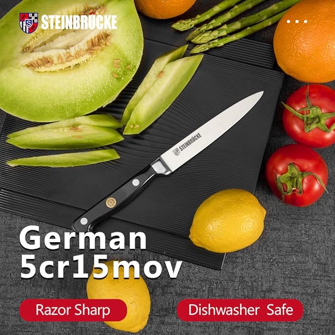 Gioventù Paring Knife 5 inch - Small Kitchen Knife Forged from German Stainless Steel 5Cr15Mov (HRC58), Full Tang, Sharp Paring Knives for Cutting, Peeling, Slicing Fruits and Vegetables
