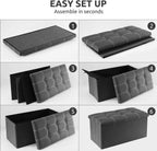 YOUDENOVA Ottoman with Storage, 30" Storage Ottoman Bench, Linen Gray | Hide blankets, pillows and clutter inside, while the padded linen seat adds comfort to your bedroom or living room.