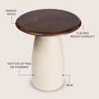 Eyely DNE5001B Athena 18" Modern Rustic Round Wood/Metal Accent Table, Side Table, End Table for Living Room, Bedroom, Walnut Wood/Warm Ivory