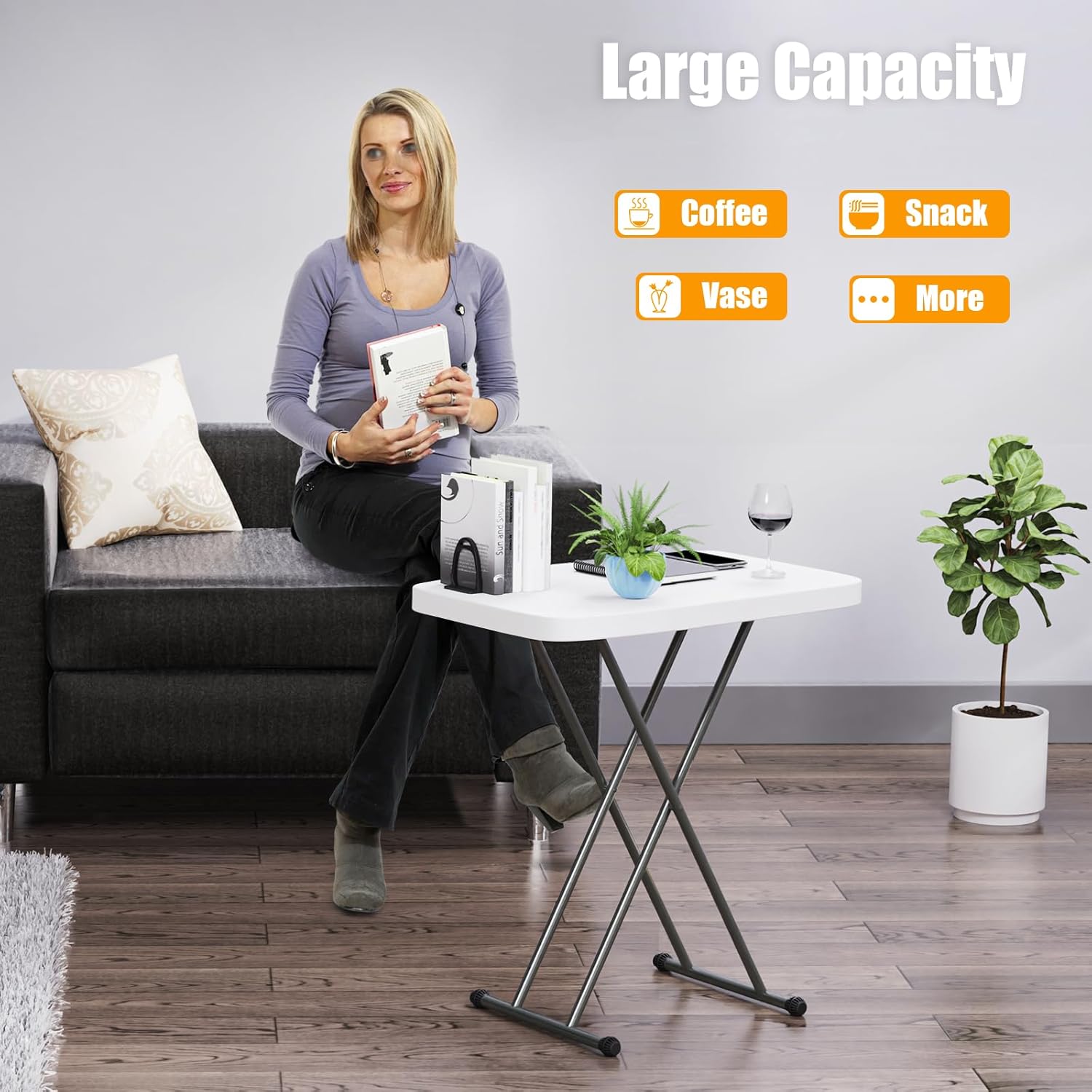 Adjustable Height Folding Table, Portable Lift-Up Desk for Home, Office & Outdoor Camping, Space-Saving Foldable Design with Enhanced Stability
