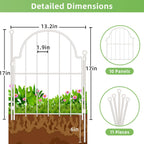 10 Pack White Decorative Garden Fence, 17in(H) x 10ft(L), with Ground Stake