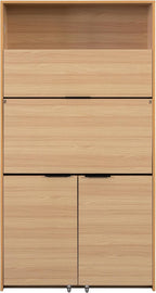 roomfitters 69 Inch Multifunctional Kitchen Pantry Buffet with Foldable Workstation Desk, Natural