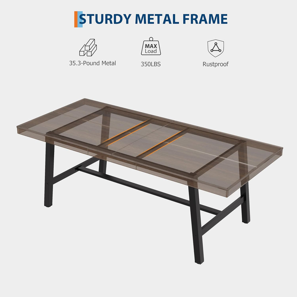 Garvee Industrial Dining Table for 6-8, 78.74" Extra Long Rectangular Kitchen Table with 2"×2" Metal Legs & Wood Top, Large Dining Table for Dining Room, Home Office, Brown