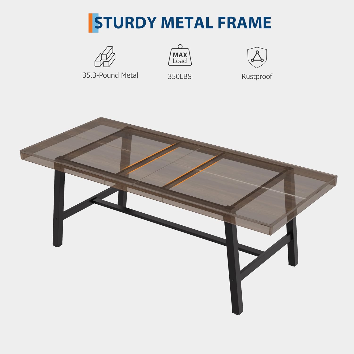 Garvee Industrial Dining Table for 6-8, 78.74" Extra Long Rectangular Kitchen Table with 2"×2" Metal Legs & Wood Top, Large Dining Table for Dining Room, Home Office, Brown