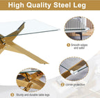 AF ARTISAN FURNITURE Gold Glass Coffee Table and End Table Set of 3, Coffee Table Set with Tempered Glass & Gold Geometric Metal Legs, 3 Piece Living Room Table Set for Bedroom Home Office