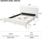 Merax Queen Size Upholstered Bed Frame with Upgraded Curved Boucle Fabric Headboard,Wooden Slats Support for Bedroom,Modern Design Easy Assembly