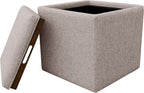 HomePop 17.5" Storage Ottoman with Tray Top - Light Brown Woven