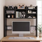 37" Black Desk Hutch Dorm Top Only with Sheves Felt Board for College