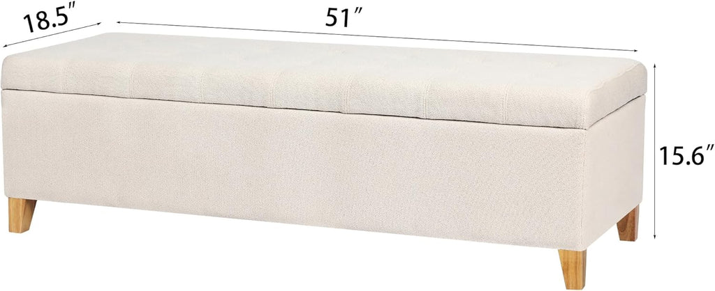 Asense Storage Ottoman Bench with Hinged Lid, Ottoman with Storage Footstool for Living Room & Entryway, End of Bed Bench for Bedroom