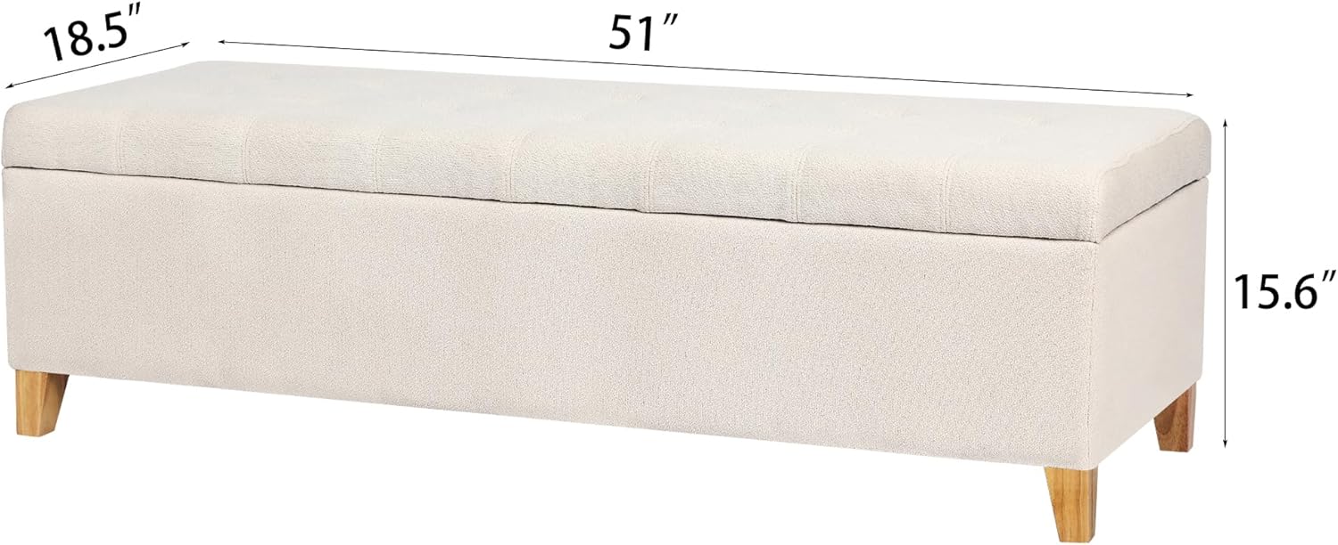 Asense Storage Ottoman Bench with Hinged Lid, Ottoman with Storage Footstool for Living Room & Entryway, End of Bed Bench for Bedroom