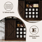 4ever2buy 55" Farmhouse Coffee Bar Cabinet with Storage & Wine Rack, Oak | Storage Hutch with Adjustable Shelves, Wine Rack and 8 Hooks for Living Room or Dining Room Storage
