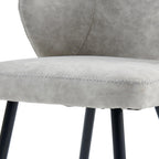 Dining Chairs Set of 2, Mid Century Modern Kitchen Chairs with Leather Cushion & Metal Legs, Upholstered Dining Room Chair with Curved Backrest for Home Kitchen, Grey