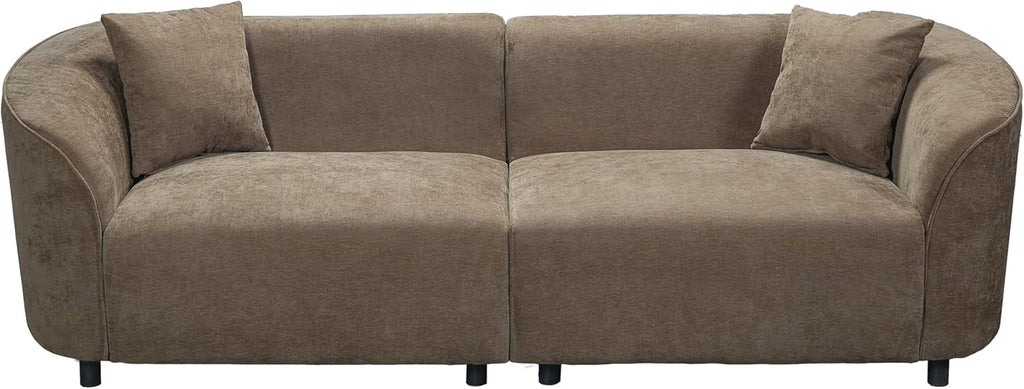 87" Curved Contemporary Sofa in Brown: Plush Seating, Streamlined Design, and Durable Frame – Ideal for Stylish Living Spaces (Brown#40)