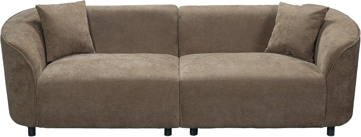 87" Curved Contemporary Sofa in Brown: Plush Seating, Streamlined Design, and Durable Frame – Ideal for Stylish Living Spaces (Brown#40)