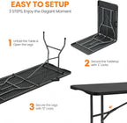 SEALAMB 6FT Portable Plastic Folding Table for Indoor & Outdoor, Heavy Duty Fold Up Table Foldable Picnic Tables Dining Table for Camping Parties Backyard Events(Black, 6FT)