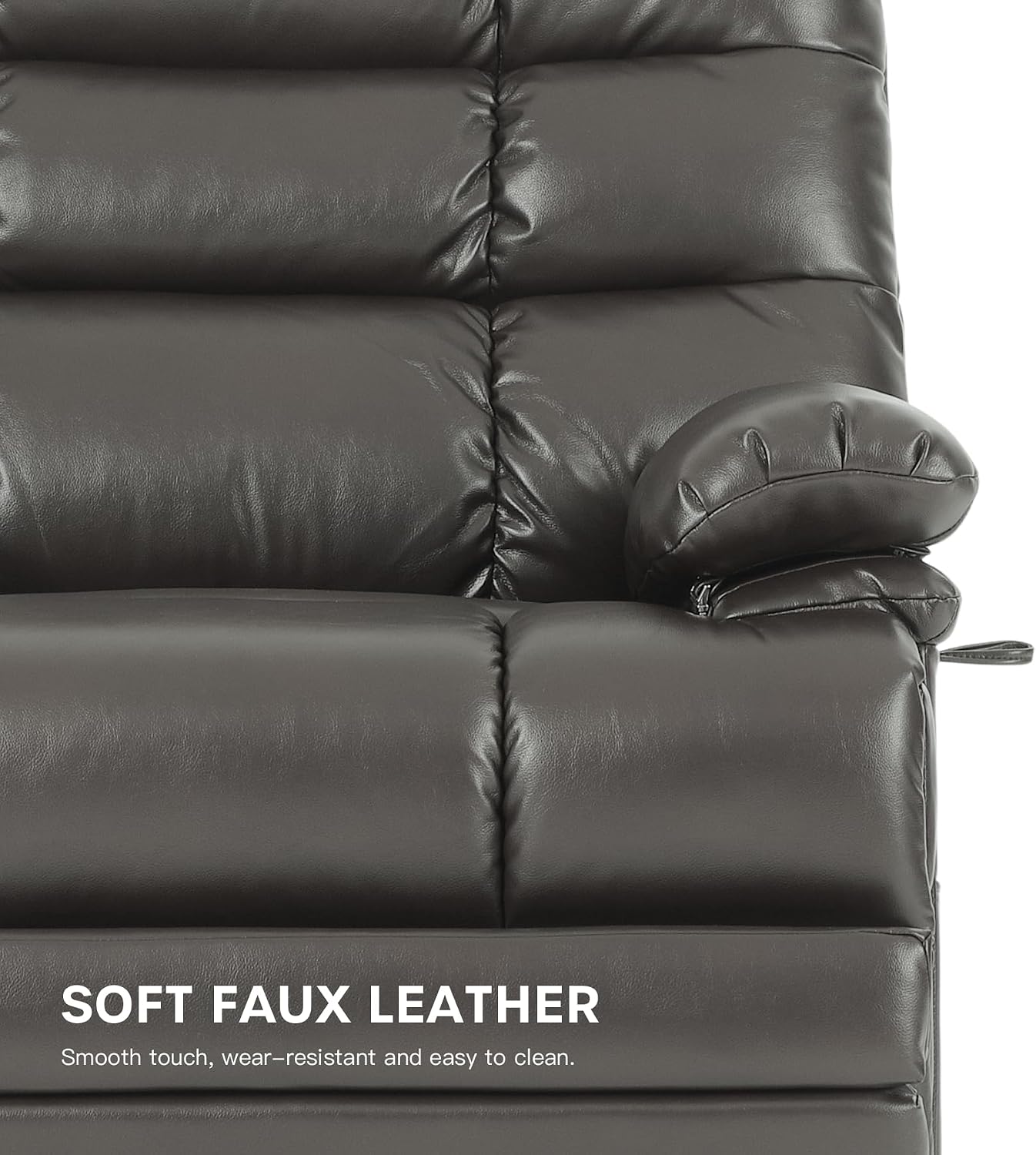 DYNOX 500 LBS Power Lift Recliner Chair for Big & Tall Seniors, Extra Large 3-Motor Lay Flat Chair with Heat, Massage & Extended Footrest,Breathable Faux Leather, Gray, 9505L