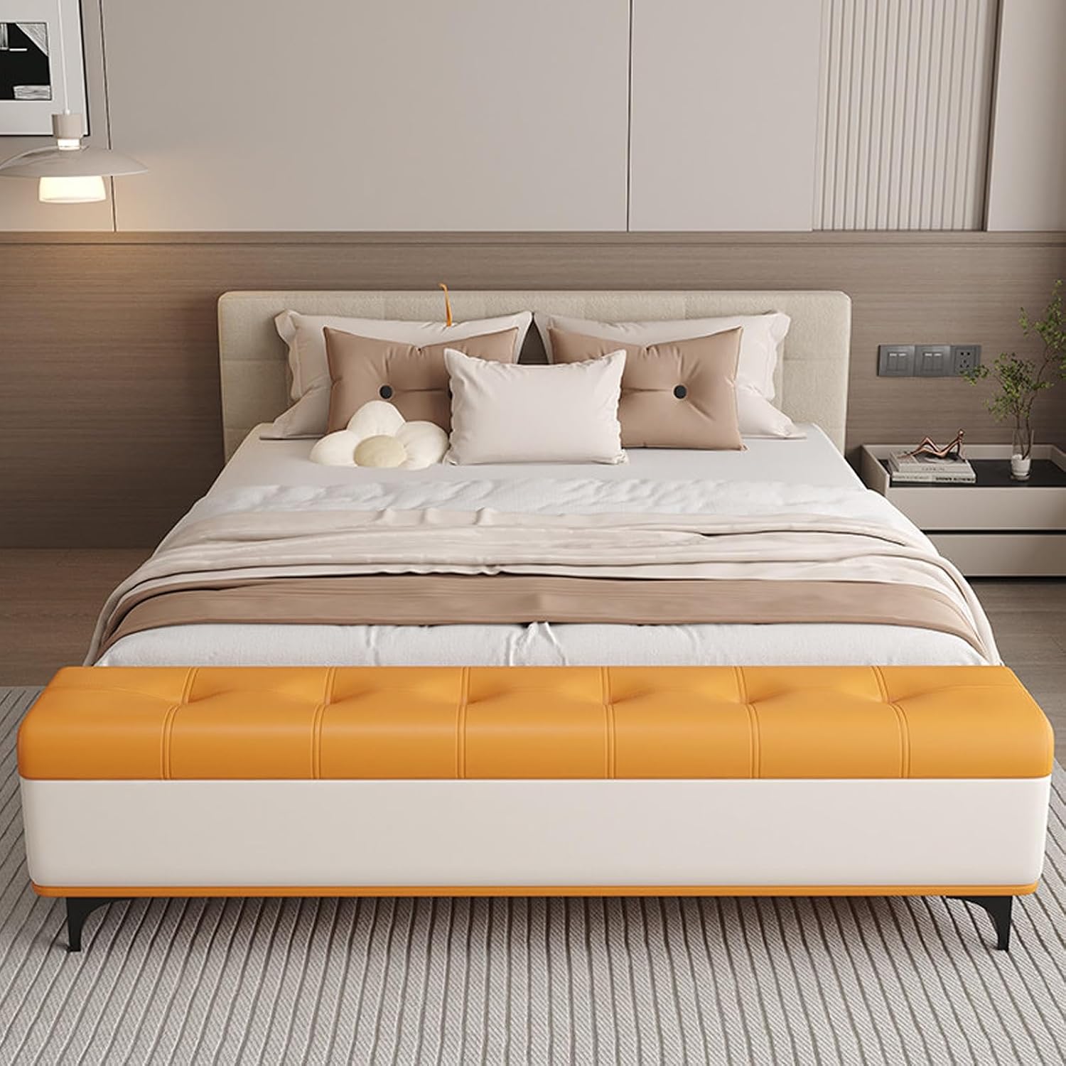 Modern Bedroom Bench with Storage Space, Hallway Seat Chest with Shoe Rack, Ultra-Narrow Gap — Slim Entryway, Living Room, and Shoe-Changing(D,100 * 30 * 45cm/35.4 * 11.8 * 17.7in)