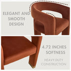 Hyfirm Barrel Dining Chairs Set of 4, Velvet Upholstered Armchairs with Open-Back, Solid Wood Frame, Gold Metal-Trimmed Legs, Pre-Assembled Side Chairs for Kitchen/Dining Room/Living Room, Orange