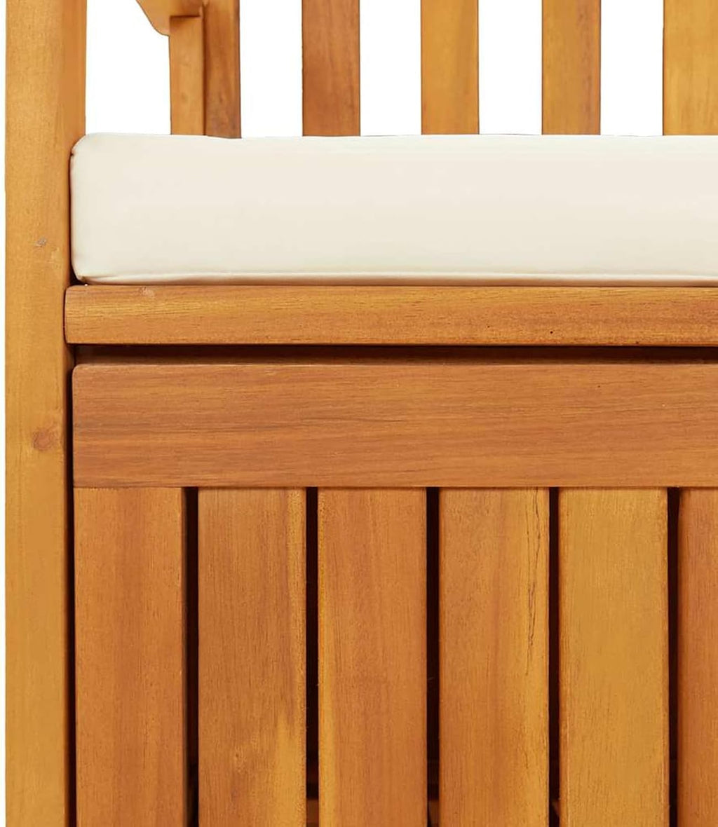 Gecheer Storage Bench Rustic Solid Acacia Wood 120x63x84 cm for Garden Outdoor Patio