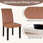 VECELO Upholstered Dining Chairs Set of 2, Modern PU Leather Accent Parsons, Solid Wood Legs w/Rubber Footpads, for Living Room Kitchen, Brown