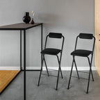 Thyle 1 Pcs Folding Bar Stool with Backrest Counter Height Seat,25.5 Inch | Tall Foldable Design for Kitchen Island Cafe Dining, Portable Space-saving, Leather Padded Seat Back, Metal Frame