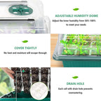 Seed Starter Tray with Grow Light, 2 Packs 80 Cells Seed Starting Kit Seedling Starter Trays with Grow Lights, Plant Germination Trays with Humidity Dome Plant Starter Kit