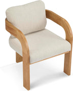 Christopher Knight Home Yorick Modern Dining Chair Set of 2 with Cushion, Solid Wood Dining Room Armchair Set, Curved Backrest Kitchen Side Chair, Living Room Comfy Extra Seat, Natural+Beige